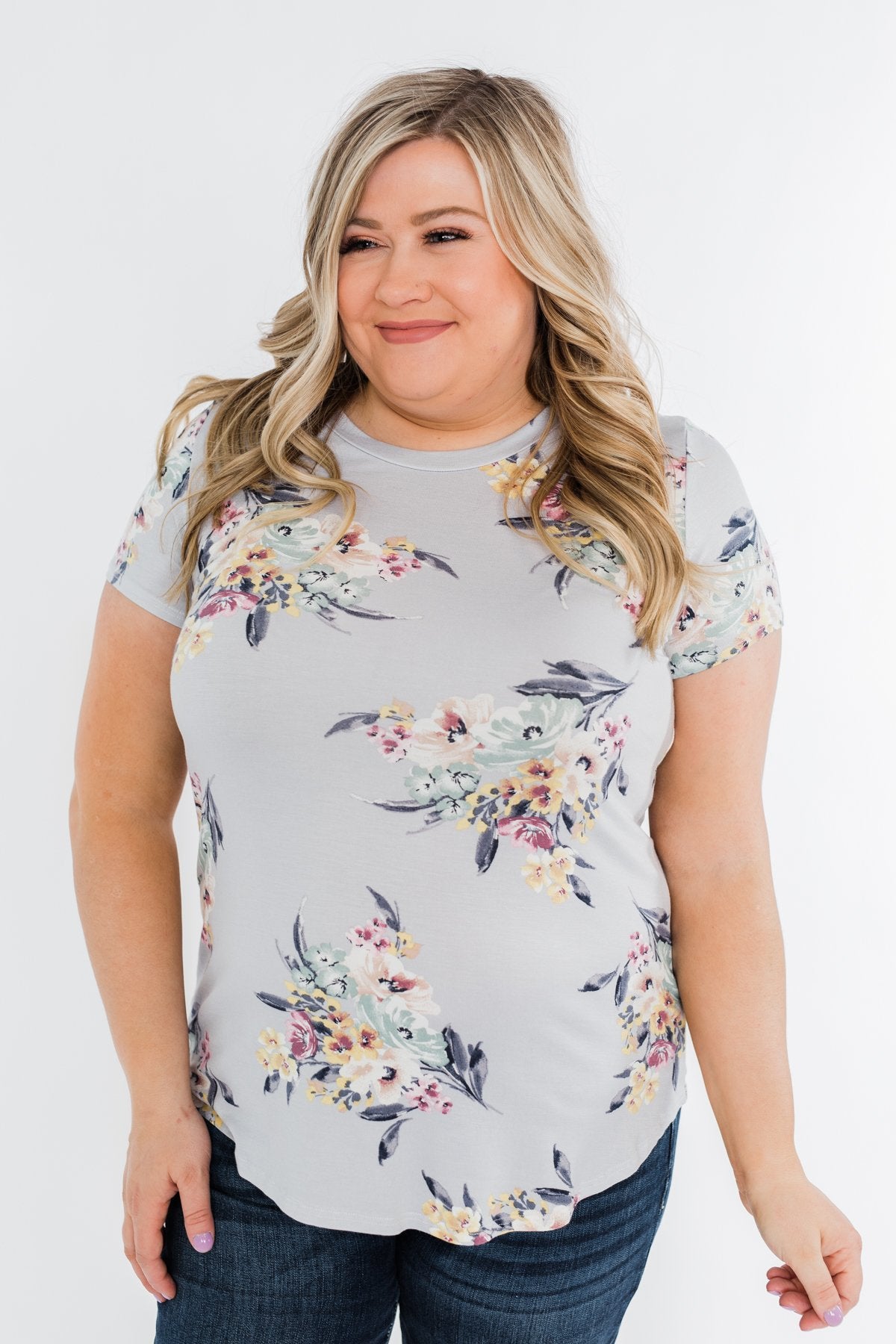 Lavish In Love Floral Top- Light Silver Purple