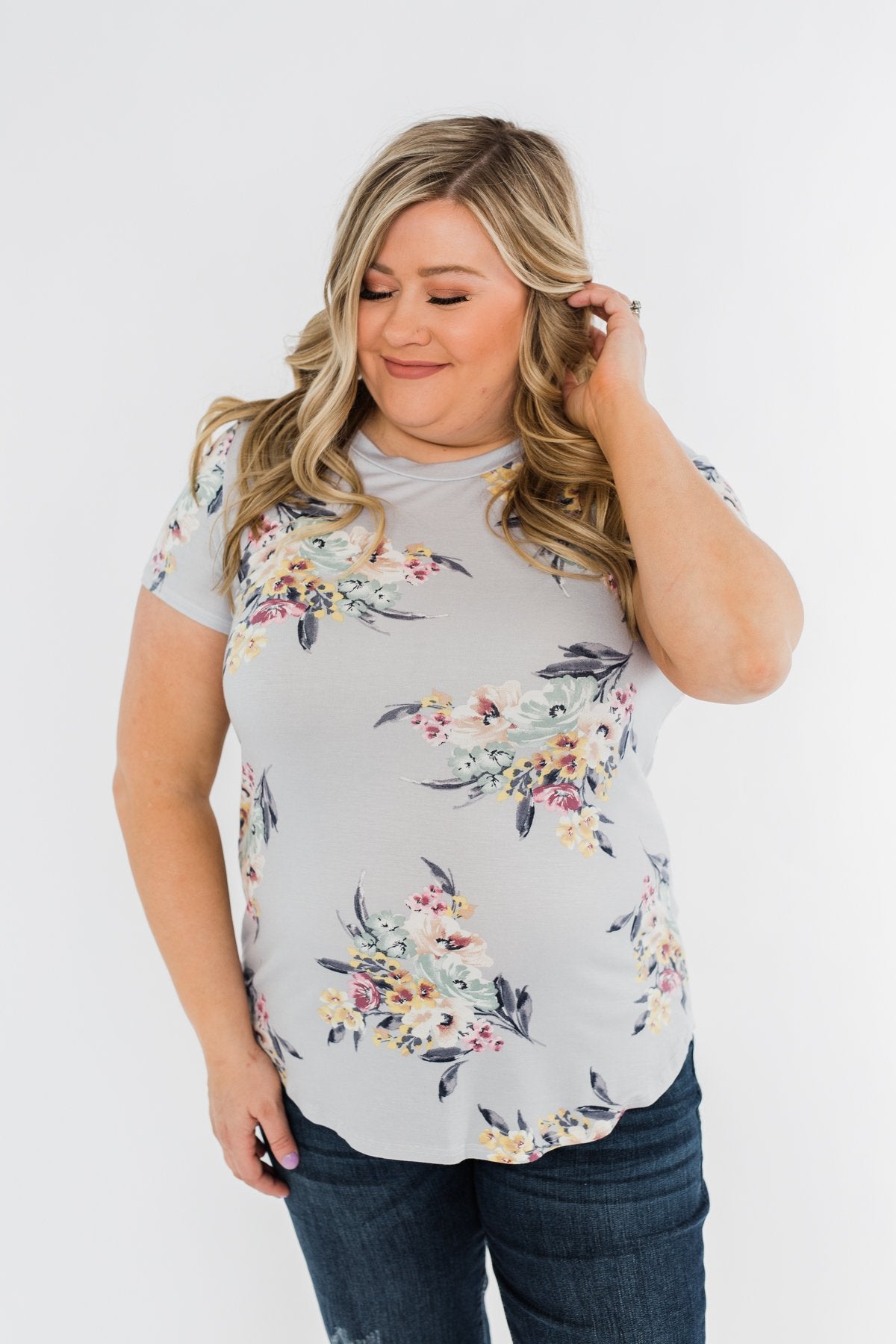 Lavish In Love Floral Top- Light Silver Purple