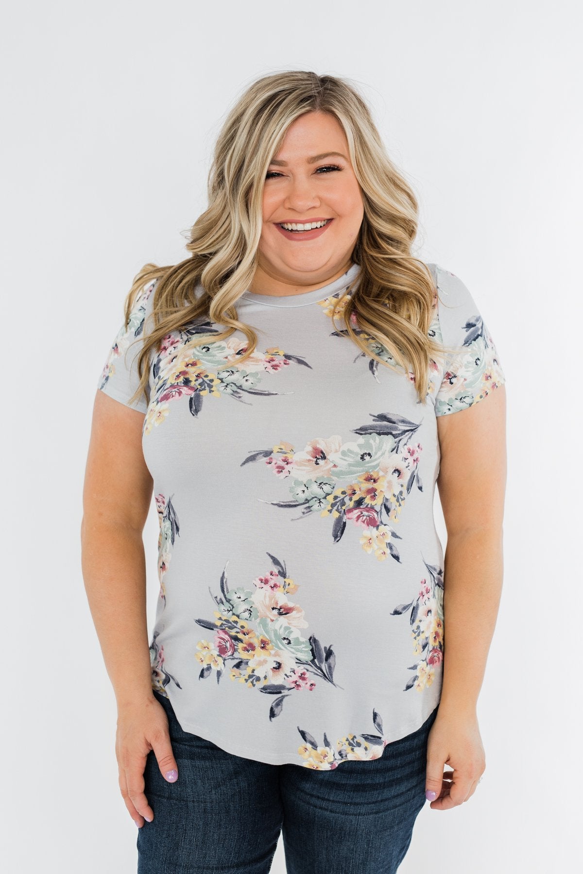 Lavish In Love Floral Top- Light Silver Purple
