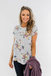 Lavish In Love Floral Top- Light Silver Purple