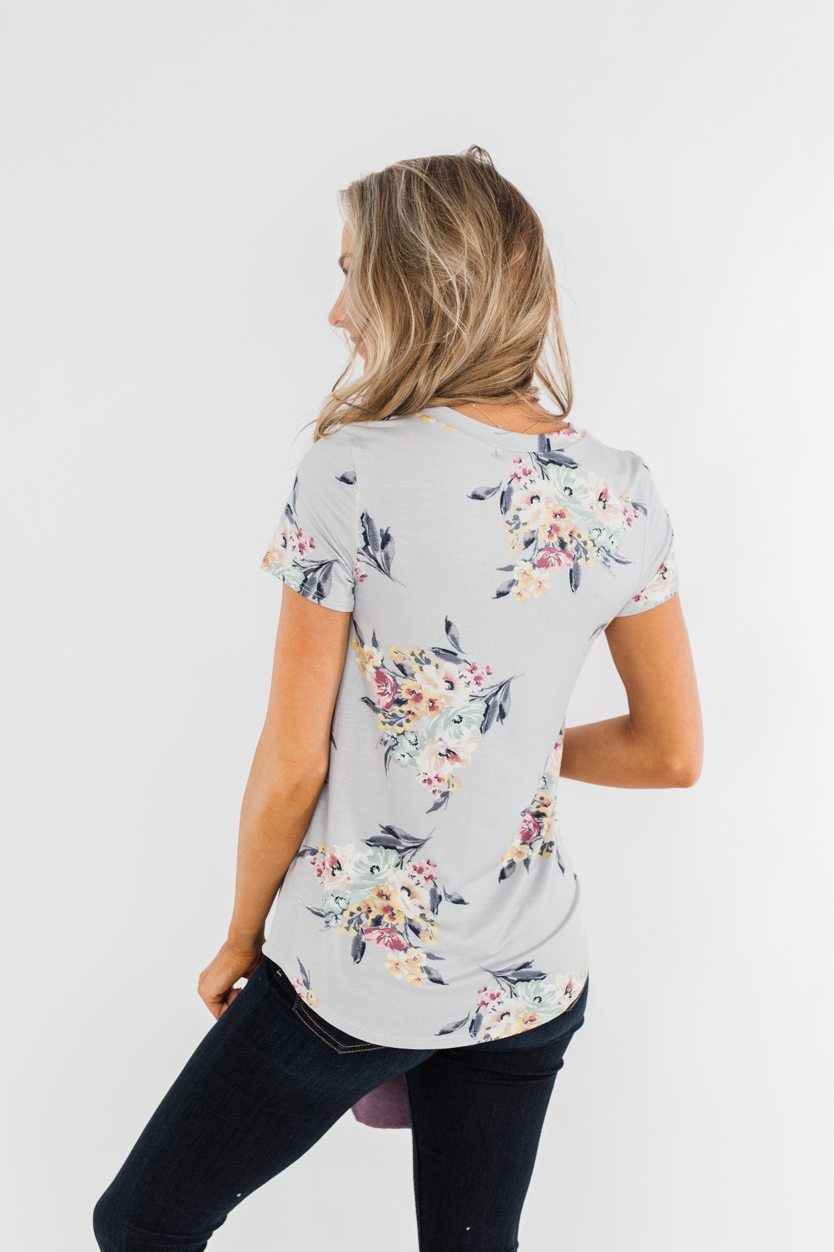 Lavish In Love Floral Top- Light Silver Purple