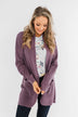 Share The Love Knit Cardigan- Dusty Eggplant