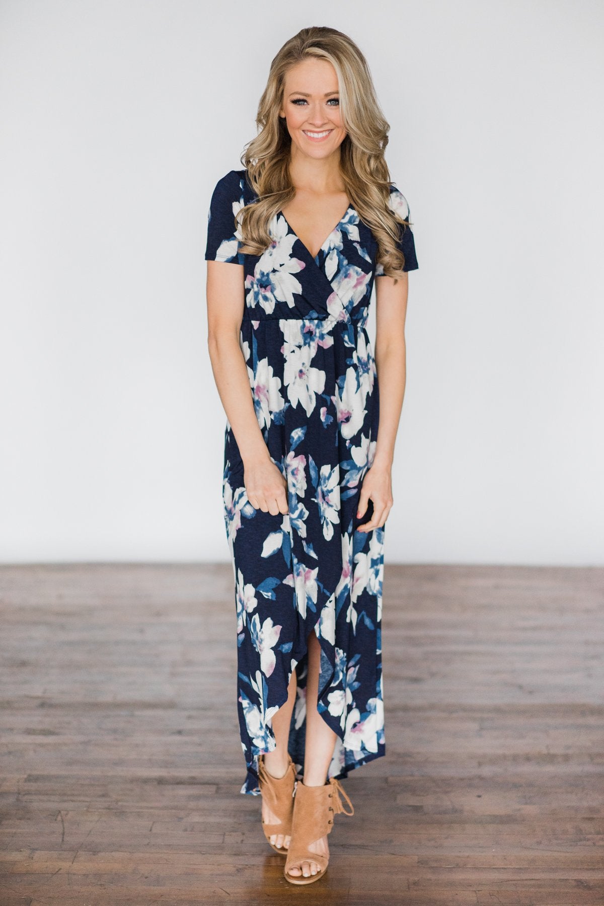 BayDream Believer ~ Navy Floral Maxi Dress
