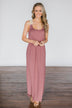 Gone Coastal ~ Mauve Crochet Racerback Maxi Dress