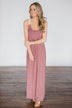 Gone Coastal ~ Mauve Crochet Racerback Maxi Dress