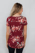 Floral Melody Short Sleeve Top - Burgundy