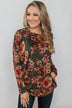 Just For You Floral Pullover Top- Olive