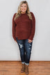 Shimmer All Night Long Knitted Sweater- Burgundy