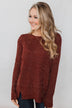 Shimmer All Night Long Knitted Sweater- Burgundy