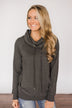 Solid Charcoal Cowl Neck Top