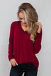 Can't Forget You V-Neck Top- Ruby