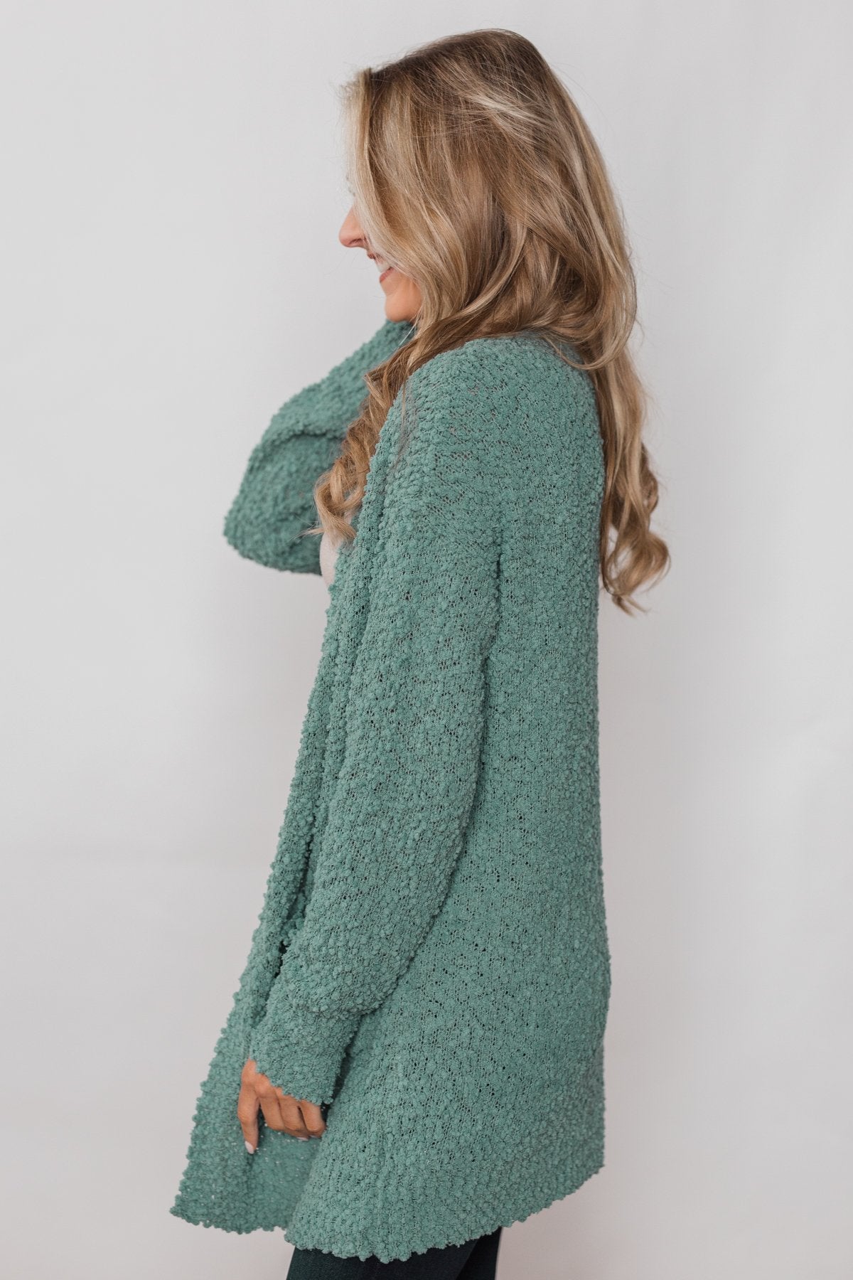 Popcorn Cardigan Teal