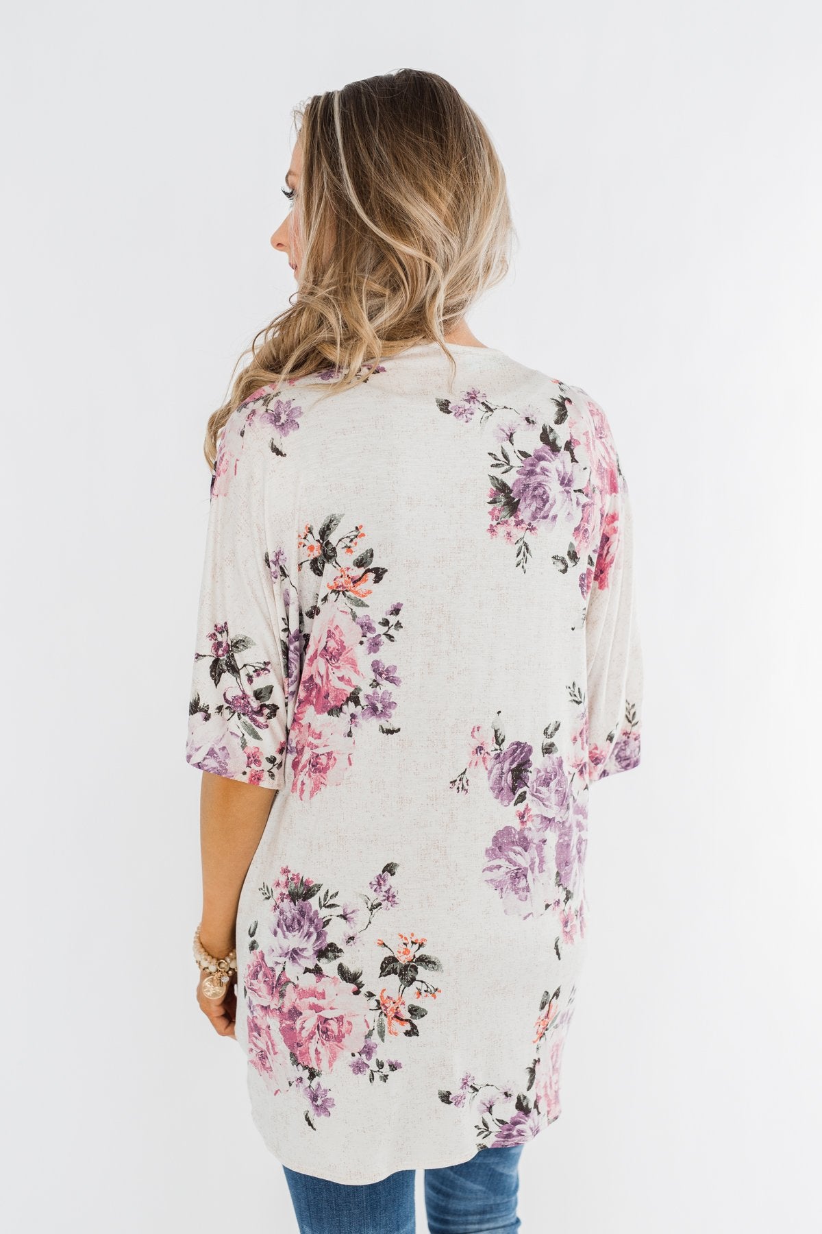 Love That I Give Floral Kimono- Purple Tones