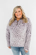 Quarter Zip Leopard Sherpa- Lilac