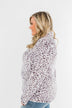 Quarter Zip Leopard Sherpa- Lilac