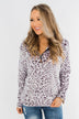 Quarter Zip Leopard Sherpa- Lilac