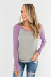 Season Awaits Long Sleeve Raglan Top- Lavender
