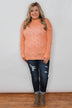 Long Sleeve Pointelle Knitted Sweater- Peachy Orange