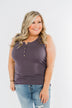 5 Button Henley Tank Top- Deep Purple