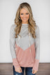 Grey & Pink Colorblock Hoodie