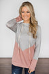 Grey & Pink Colorblock Hoodie