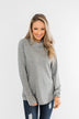 Life Goes On Button Detail Pullover Top- Grey