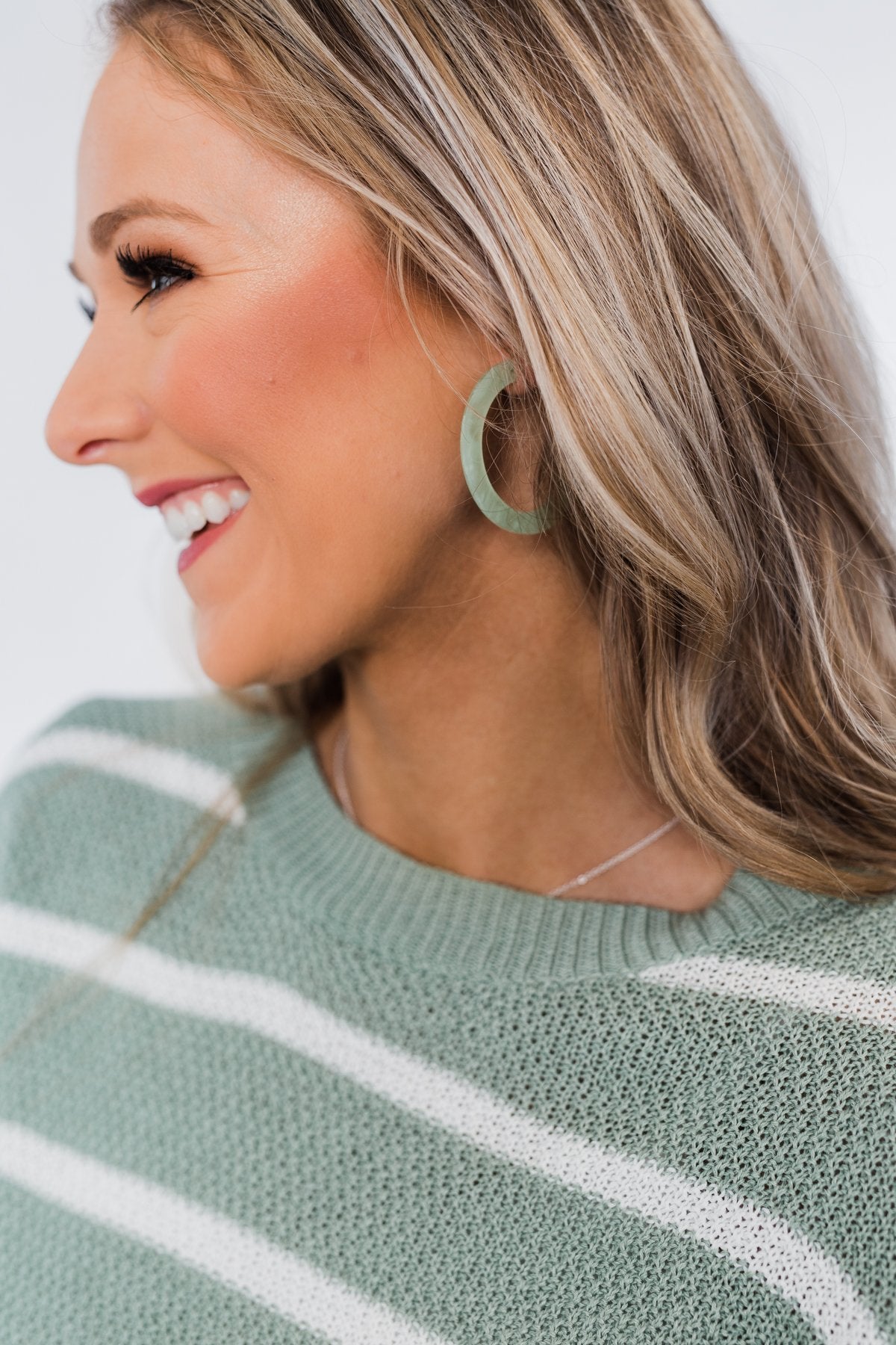 Lucite Hoop Earrings- Mint
