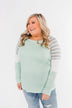 Comfy All Season Color Block Top- Mint, Grey, & Ivory