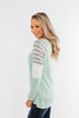 Comfy All Season Color Block Top- Mint, Grey, & Ivory