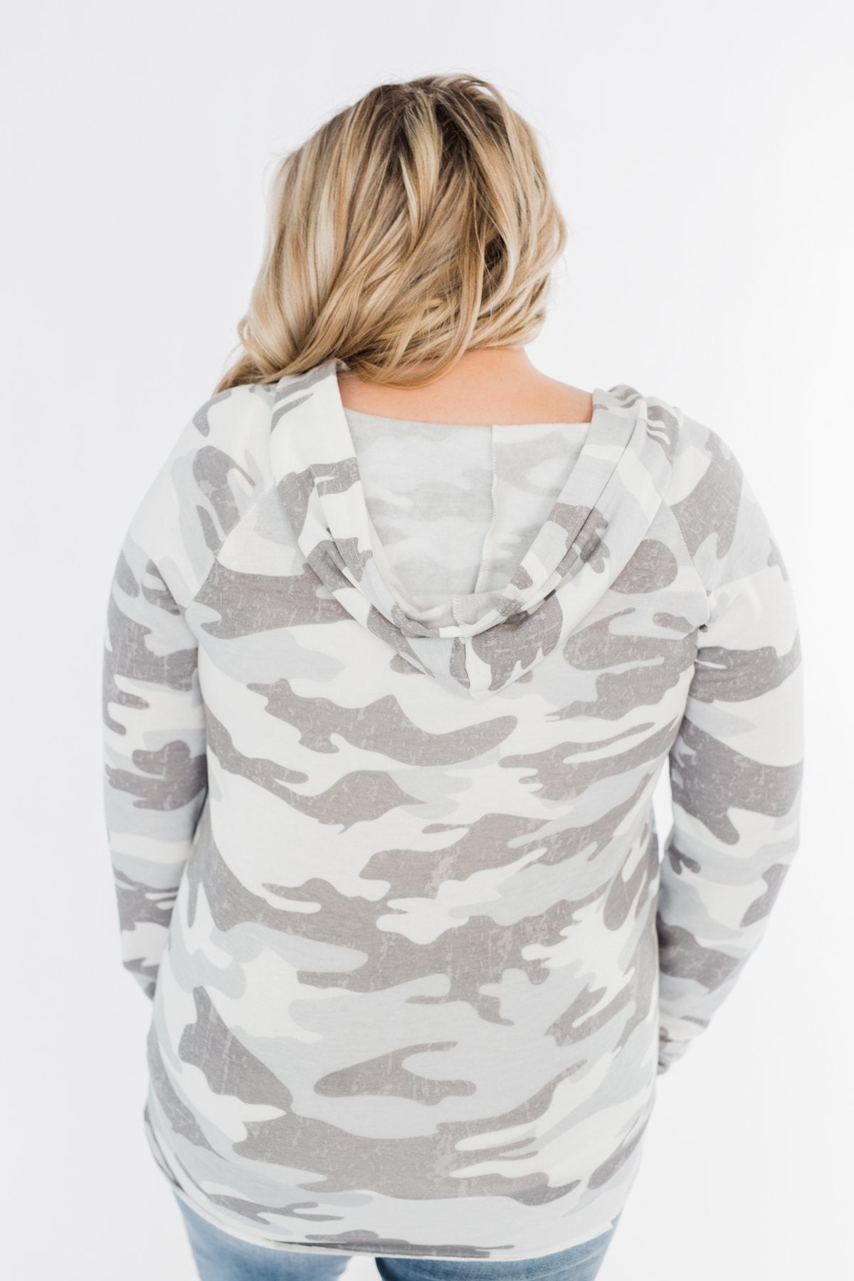 Turning Heads Lightweight Hoodie- Grey Camo