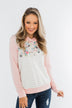 Simple Pleasures Floral & Stripes Hoodie- Light Peach