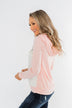 Simple Pleasures Floral & Stripes Hoodie- Light Peach