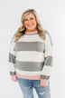 All My Life Striped Sweater- Grey & Pink
