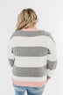 All My Life Striped Sweater- Grey & Pink