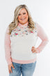 Simple Pleasures Floral & Stripes Hoodie- Light Peach