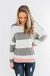 All My Life Striped Sweater- Grey & Pink