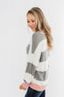 All My Life Striped Sweater- Grey & Pink