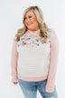 Simple Pleasures Floral & Stripes Hoodie- Light Peach