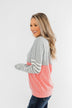 Your Hand In Mine Color Block Top- Grey & Pink