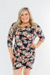 Caught Up In A Romance Floral Dress- Navy