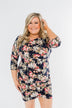 Caught Up In A Romance Floral Dress- Navy