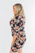 Caught Up In A Romance Floral Dress- Navy