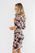 Caught Up In A Romance Floral Dress- Navy