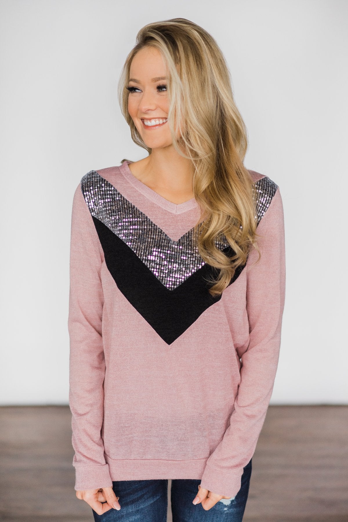 Sassy in Sequins Top - Blush