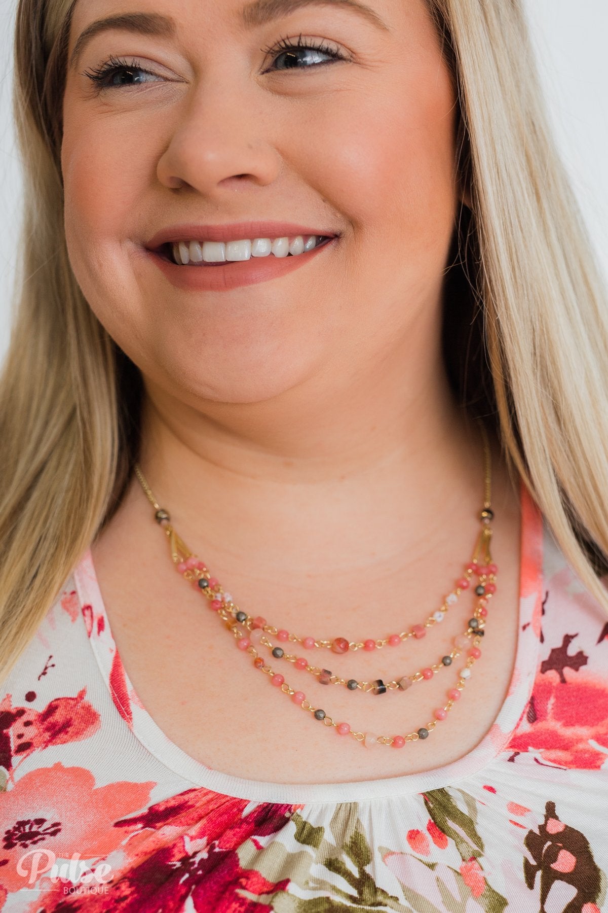Branching Out Beaded Necklace- Pink