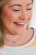 Diamond Studded Crescent Necklace- Silver