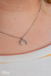 Diamond Studded Crescent Necklace- Silver