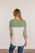 Simply Splendid Color Block Top- Olive & Heather Grey