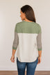 Simply Splendid Color Block Top- Olive & Heather Grey