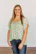 She's All That Floral Smocked Blouse- Soft Sage